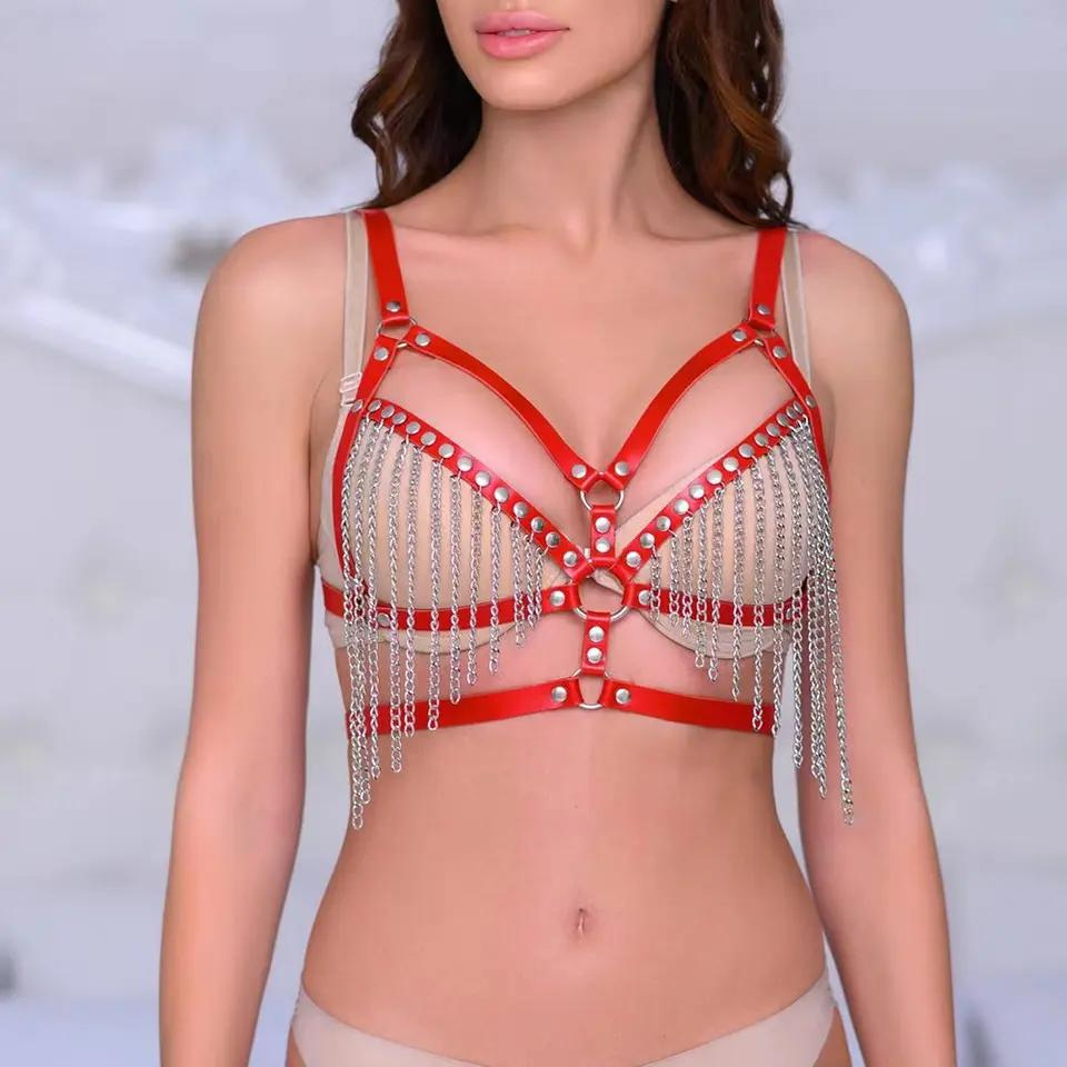 Leather chain belt lingerie