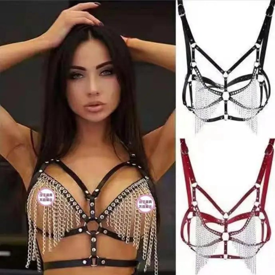 Leather chain belt lingerie