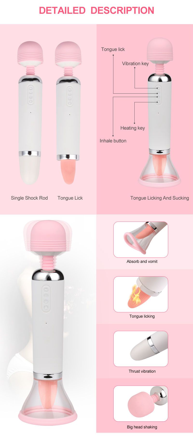 Heated licking/sucking vibrator