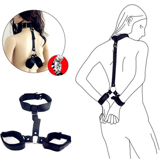 Black -BDSM Neck Bondage Restraint Bondage Fetish Slave